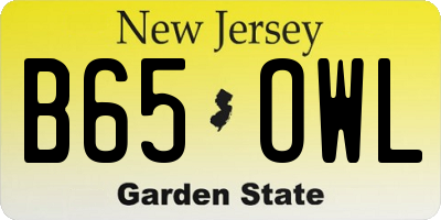 NJ license plate B65OWL