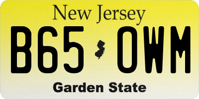 NJ license plate B65OWM
