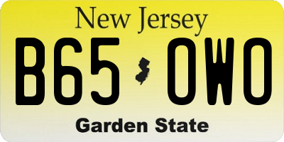 NJ license plate B65OWO