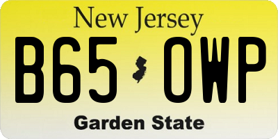 NJ license plate B65OWP