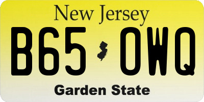 NJ license plate B65OWQ