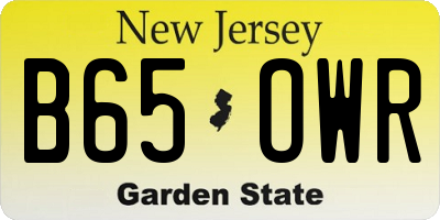 NJ license plate B65OWR