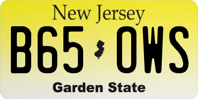 NJ license plate B65OWS