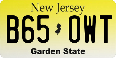 NJ license plate B65OWT