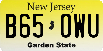 NJ license plate B65OWU