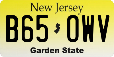 NJ license plate B65OWV