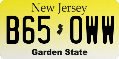 NJ license plate B65OWW
