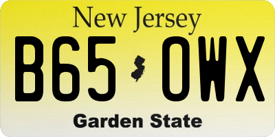 NJ license plate B65OWX