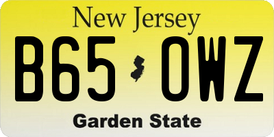 NJ license plate B65OWZ