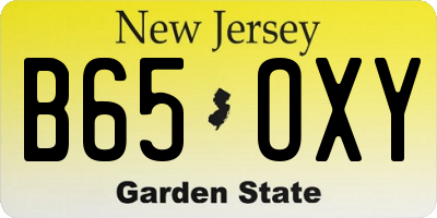 NJ license plate B65OXY