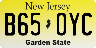 NJ license plate B65OYC