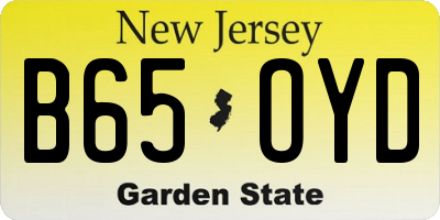NJ license plate B65OYD
