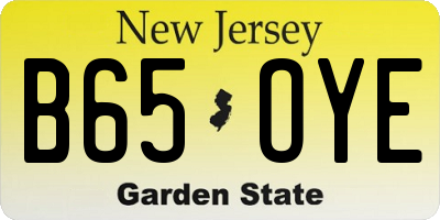 NJ license plate B65OYE