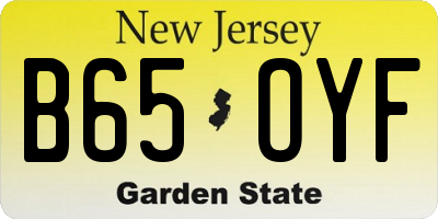 NJ license plate B65OYF