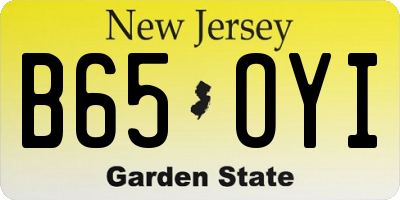 NJ license plate B65OYI