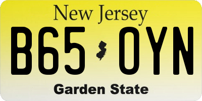 NJ license plate B65OYN