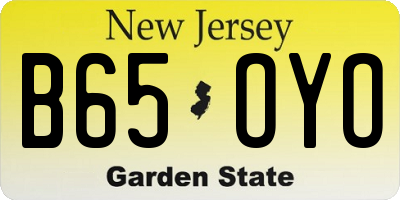 NJ license plate B65OYO