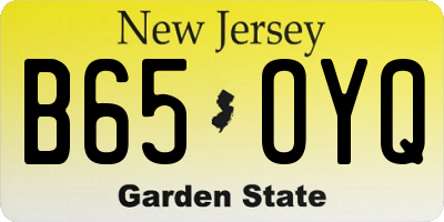 NJ license plate B65OYQ