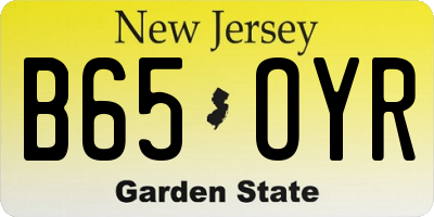 NJ license plate B65OYR