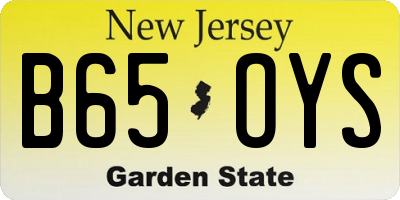 NJ license plate B65OYS