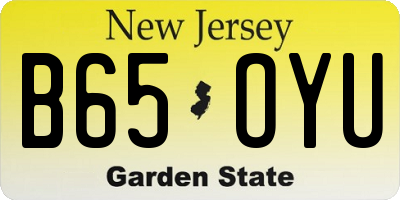 NJ license plate B65OYU
