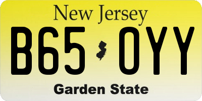NJ license plate B65OYY