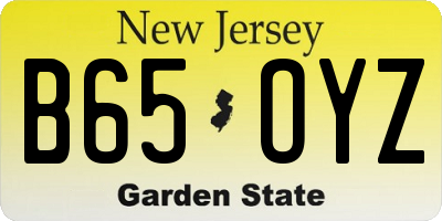 NJ license plate B65OYZ