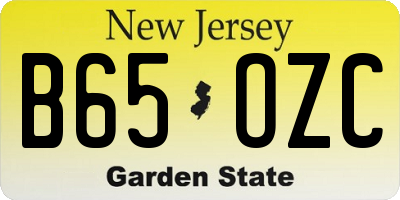 NJ license plate B65OZC