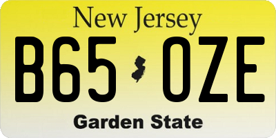 NJ license plate B65OZE