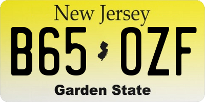 NJ license plate B65OZF