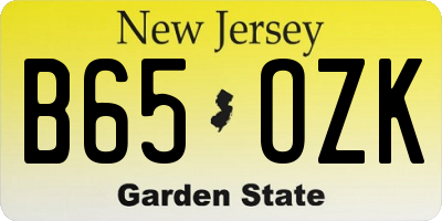 NJ license plate B65OZK