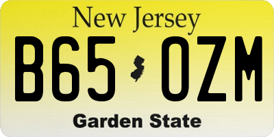 NJ license plate B65OZM