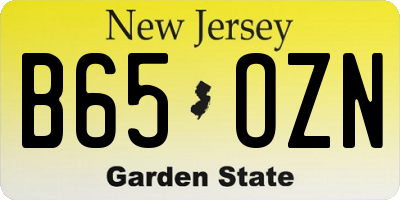 NJ license plate B65OZN