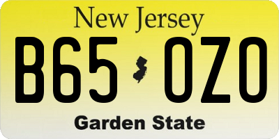 NJ license plate B65OZO