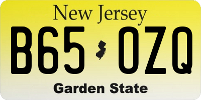 NJ license plate B65OZQ