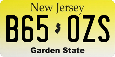 NJ license plate B65OZS
