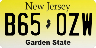 NJ license plate B65OZW