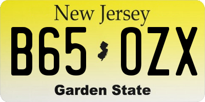 NJ license plate B65OZX