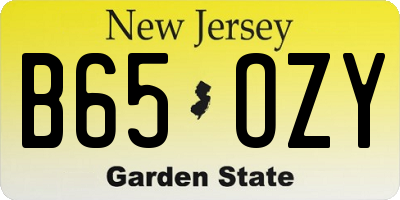 NJ license plate B65OZY
