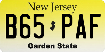 NJ license plate B65PAF