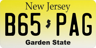 NJ license plate B65PAG