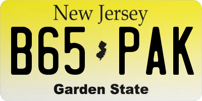 NJ license plate B65PAK