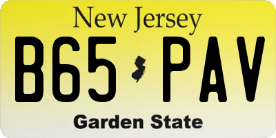 NJ license plate B65PAV