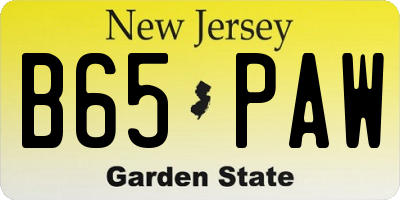 NJ license plate B65PAW