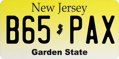 NJ license plate B65PAX