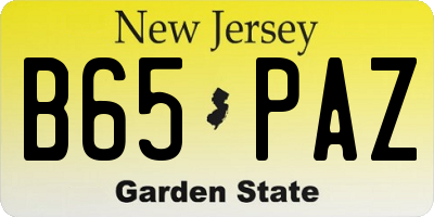 NJ license plate B65PAZ