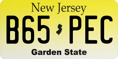 NJ license plate B65PEC