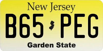 NJ license plate B65PEG