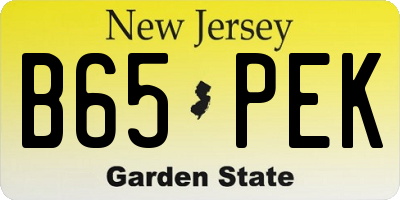 NJ license plate B65PEK
