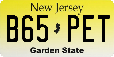 NJ license plate B65PET